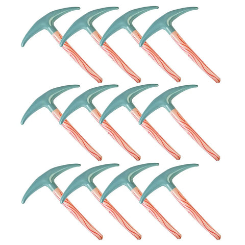 Minecraft Inflatable Pickaxe Toys 12 Pack For Birthday Party Supplies depicted in blue and red vinyl, lifesize gaming props.