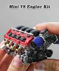 Close-up of Dope Mini V8 Engine Kit That Actually Runs For Adults Realistic RC Burnin Engine Model held in hands
