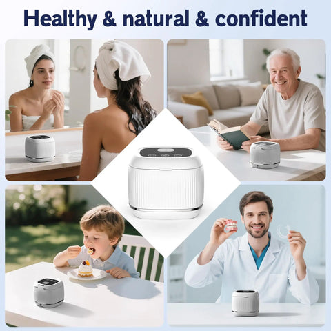 People using Kickass 3 In 1 Ultrasonic Retainer Cleaner With Degassing Tech And UV Light 360 Degree Deep Clean for oral hygiene