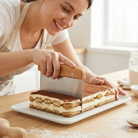 Heavy Duty Stainless Steel Dough Cutter And Bench Scraper Kitchen Essential For Nailing Cookie Dough Pastry Pie Crusts cutting dessert.
