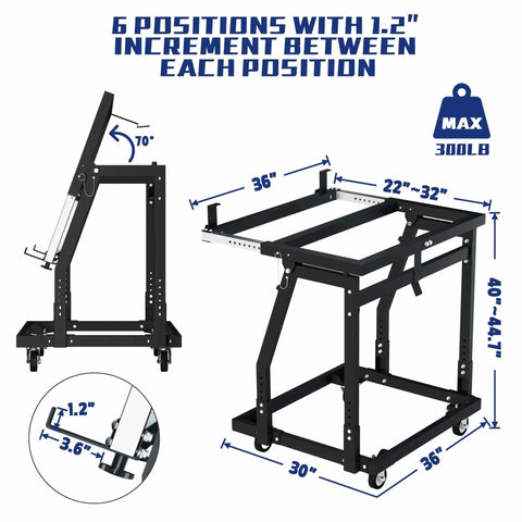 Panel Handler Cart And Shop Stand With Tilting Mover And Rolling Casters For Drywall And Woodworking, 6 positions