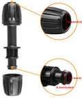 Half Inch Drip Irrigation Tubing Couplings Kit showing black barbed connectors with measurements 16mm OD, 15.3mm ID.