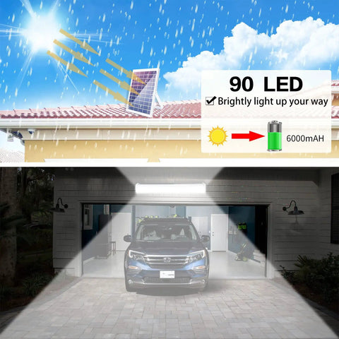 Solar Powered Indoor Outdoor Lights With Remote Control Ceiling Pendant for garage with rain and 90 LED brightness