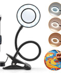 Lighted Magnifying Glass With Clip-On Desk Lamp Adjustable 3 Color Modes And 10 Brightness Levels 1000 Lumen Hands-Free Magnifier