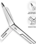 Close-up of a Lister Bandage Scissors from 18 Piece Dissection Kit With Carrying Case Pro Grade Stainless Steel Tools For Students, Teachers And Pros To Practice Techniques Dissect Anatomy Safely And Effectively.