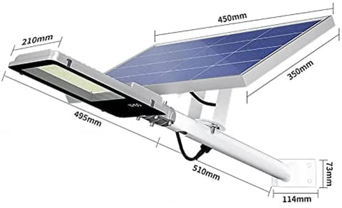 Hella Bright Solar Led Flood Light With Remote And Dusk To Dawn Sensor Top Shelf Outdoor Security Spotlight with solar panel and mounting dimensions.