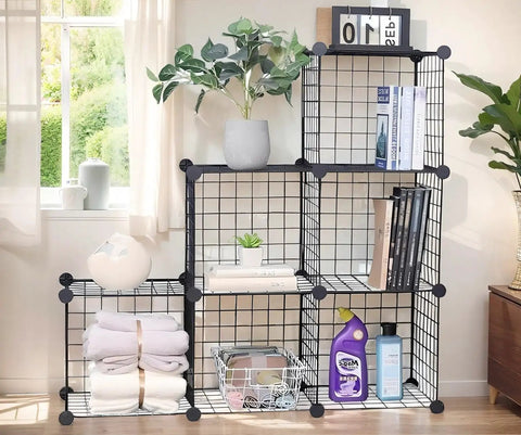 Six Cube Storage Organizer Set With Stackable Wire Grid Shelves Beefy Metal Cubes For Home Office And Kids Room Each Cube Holds Up To 22 Lbs