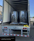 Hella Slick Camper Van Insulation Panels Deliver Top Tier Thermal Soundproofing Wrap For Custom Builds stacked in a delivery truck.