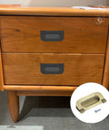 74mm Ring Pull Handles Set Bronze Zinc Alloy Hidden Recessed Flush Mount Furniture Grips shown on wooden drawers with screw