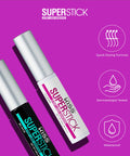 5 Day Extended Wear Strip Lash Adhesive With Brush Applicator, Quick Dry Lash Glue, Clear Formula Infused With Witch Hazel And Cactus Extract, Waterproof And Sweatproof Hold For Lashes with quick drying formula, dermatologist tested, and waterproof features displayed.