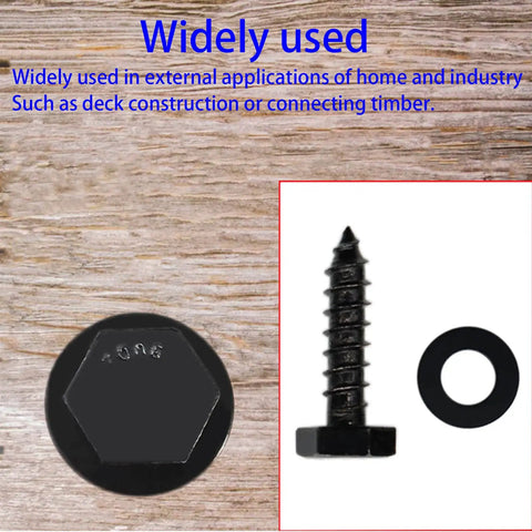 Premium Stainless Steel Black Lag Bolts Set 25 Pieces One Quarter Inch By 1 Inch Hex Lag Screws With Washers for decks.