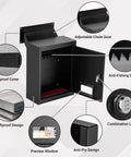 Wall Mount Drop Box With Combination Lock For Home Office Use Beefy Heavy Duty Steel Mail Slot Safe Rainproof Deposit Box features