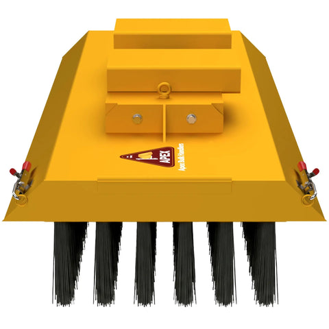 60 Inch Forklift Broom Attachment Heavy Duty Industrial Sweeper With 6 Row Polypropylene Bristles in yellow color view from front