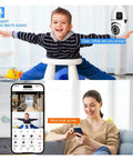 Top Shelf Dual Lens Bulb Wifi Security Camera With Zero Hassle Setup For Indoor Spaces Featuring Ai Human Tracking 360 Degree Pan 180 Degree Tilt Night Vision Plus Two Way Audio with child and woman using app.