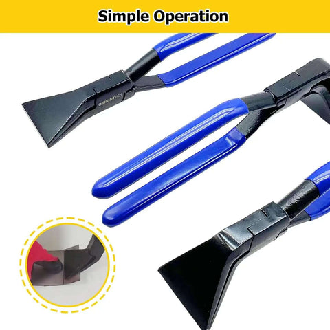 Must Have 3 Piece Hand Seamers Set For Sheet Metal Bending Including Straight Jaw and 90 Degree Pliers with blue handles