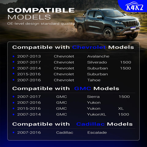 Front Stabilizer Sway Bar End Links OE Part K700538 Bolt On For Chevrolet Silverado Tahoe Suburban Avalanche GMC Sierra Yukon Yukon XL Cadillac Escalade compatible models chart