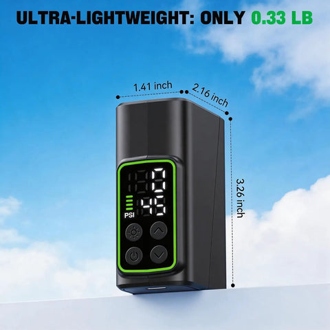 Cordless Rechargeable Air Pump With Gauge And Brushless Motor, 150 PSI Fast Inflation, Your Go-To Portable Mini Tire Inflator For Presta And Schrader Valves, Works With Road And Mountain Bikes, Motorcycles And Balls