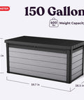 Massive 150 Gallon Resin Deck Box With Double Wall 20mm Panels Paintable And Drillable For Easy Outdoor Storage In Grey And Black