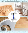 Stair Treads Gauge Template Tool Adjustable Staircase Jig With Measuring Set No Tape Measure Needed in use on various stairs.