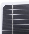Close-up of a corner of a 20W Monocrystalline Solar Panel For Fast Charging Cameras And Other Devices With An Adjustable Bracket