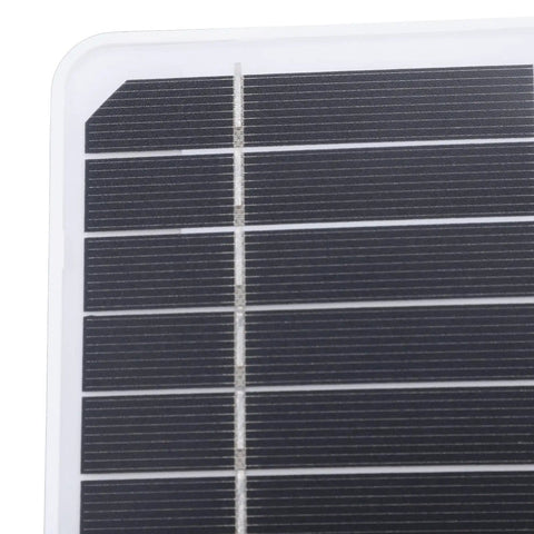Close-up of a corner of a 20W Monocrystalline Solar Panel For Fast Charging Cameras And Other Devices With An Adjustable Bracket