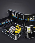 Rolling Toolbox On Wheels For Home Garage And Workshop, Portable Tool Case With Telescoping Handle, Removable Bulkhead Organizer, Durable Aluminum Alloy Tray