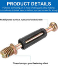 25 Pack Cam Lock Screws M6x40mm Cabinet Hardware Connectors Zinc Alloy Black Bolts close-up of durable connecting pin with thread design