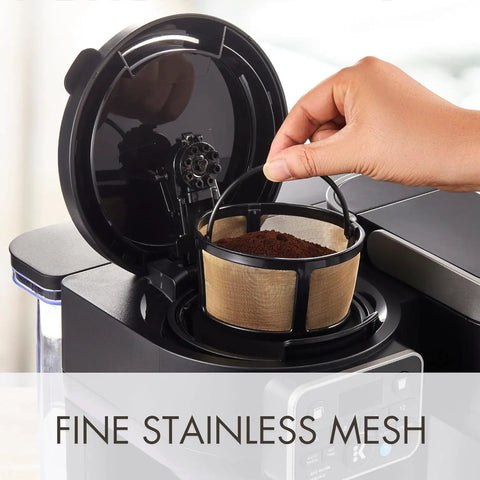 Reusable Gold Tone Mesh Coffee Filter With 2 Refillable K Cup Pods For Keurig K Duo Essentials And K Duo Brewers Machine Easy Clean Design Money Saving Value Pack