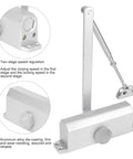 Aluminum Hydraulic Door Closer And Stopper With 180 Degree Positioning For Indoor Outdoor Use, Smooth Quiet Close For Metal Wood And Fire Doors, Handles Up To 65KG Load, Easy Install, Durable