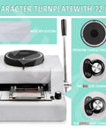 Heavy Duty PVC Card Embosser With 72 ISO Standard Characters Professional Credit Card And Vip Id Personalizer No Sweat Magnetic Stripe Imprinter Built Different For Daily Grind featuring character turnplate and adjustable size settings.