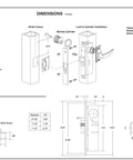 Technical blueprint of Storefront Deadlatch Door Set With Push Paddle Exit, Deadlatch Bolt, Mortise Lock Cylinder And Two Keys