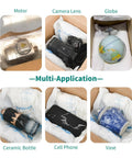 Expanding Foam Packaging For PCs And Odd Shaped Items, Shockproof Self Molding Packing Foam For Electronics And Fragile Gear, 14x16 Inch, 8 Pack, Protective Shipping Material For Computers And Devices in use with various items like motor, camera lens, globe, ceramic bottle, cell phone, and vase.