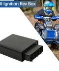 Black CDI Ignition Box Replacement for 650 H1 ATV 2006 2007 2008 2009 0824-038 next to ATV rider in gear