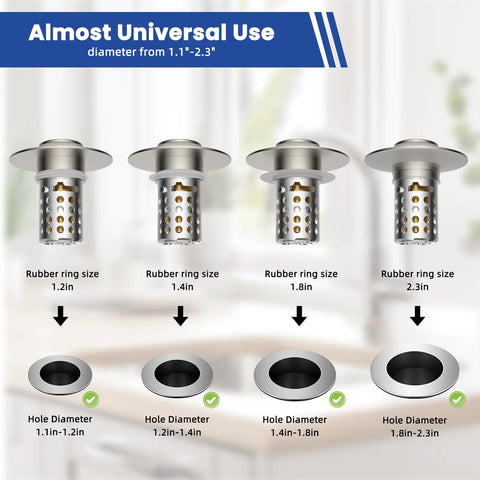 Heavy Duty Universal Bathroom Sink Drain Strainer With Brushed Nickel Finish Catches Hair And Gunk While Preventing Odors And Safeguarding Tiny Treasures Straight Up No More Plug Headaches Around The House