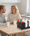 Kitchen scene with Six-Compartment Cup And Lid Holder For Countertop With Straw Holder Tough Plastic Coffee Cup Rack For 10-22oz Paper Cups