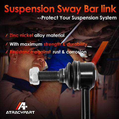 Front Sway Bar Links 2 Pack For 2007-2017 Chevy Traverse And GMC Acadia, Tough As Nails Suspension Stabilizers To Stop Clunking, Leans, And Uneven Tire Wear, Restore Smooth Turn Handling And Ride Comfort; zinc nickel alloy link installed under vehicle