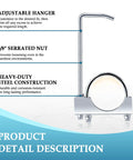2.5 Inch Exhaust Clamp With Hanger For Heavy Duty Support and serrated nuts, steel construction details shown