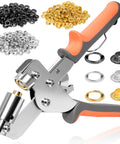 Grommet Tool Kit 3/8 Inch Heavy Duty Eyelet Pliers with 300 pcs 10mm metal grommets in gold, black, silver for tarps and fabric