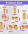 8Pcs Brass Barrel Hidden Hinges Set With 8mm 10mm 12mm And 14mm Sizes, 180 Degree Opening Concealed Cabinet Hinges Product Size