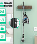 Electric Spin Scrubber Cordless Power Cleaning Brush With Long Handle And 8 Interchangeable Heads For Tub, Tile, Floors, Grout, Glass, Sinks, Corners And Car Wheels Two Speeds Up To 480 RPM Perfect For Tough Grime, wall-mounted with charger