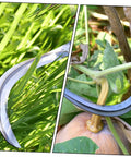 Close-up of Beast Steel Reaping Hook For Gardening 2-Piece Set with ergonomic handle, cutting through grass and vines.