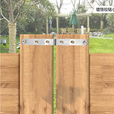 Heavy Duty 270 Degree Marine Strap Hinges Set Lokatall 10Pcs installed on wooden gate, outdoor setting.