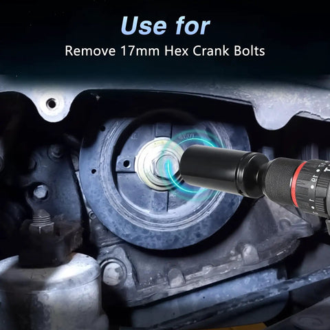17mm 1/2 Inch Drive Harmonic Balancer Socket on crank bolt in engine
