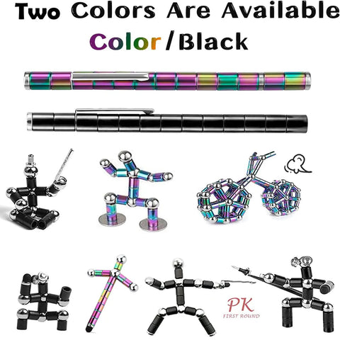 Magnetic Fidget Pen Decompression Toy For Teens And Kids, Cool Stress Reliever Gift, two colors, rings, and steel balls