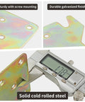 Top Shelf Galvanized Bed Rail Hook Plates And Tight Fitting Brackets For Hardcore Daily Grind Solid Bed Frame Mounting Hardware With Screws Included showing galvanized clips and measuring tools.