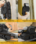 7 Amp 3x21 Inch Belt Sander with variable speed sanding wood, walls, metal, and paint demonstrating versatility.