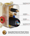 Iriber matte black wall-mounted shower faucet mixer with pressure balance valve and handheld shower head, cutaway view.