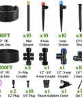 All In One 240Ft Drip Irrigation System For Garden And Yard With Half Inch Quick Connect PE Tubing Automatic Sprinkler Kit components