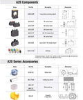 Solid 22mm Push Button Contact Block With Normally Open Switch For Control Panels Heavy Duty Black Accessory That Is The Real Deal And Delivers Straight Up Rock Solid Performance Day After Day, diagram showing A20 components and accessories.