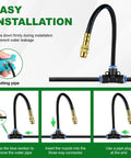 Easy installation steps for All In One Drip Irrigation Kit With 100 Foot One Quarter Inch Tubing And 30 Brass Nozzles, 360 Degree Adjustable Misting For Greenhouse, Lawn And Patio Cooling, UV Resistant.